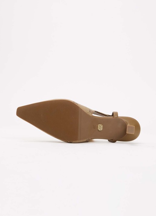 JOSH V Jinthe slingback met logoprint - detail 3 lichtbruin