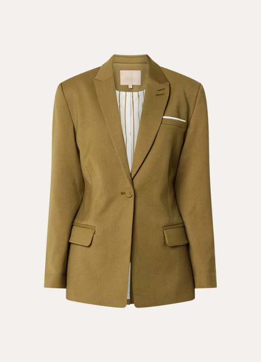 JOSH V Kanan getailleerde blazer met schoudervulling  - voorkant 2 mosgroen