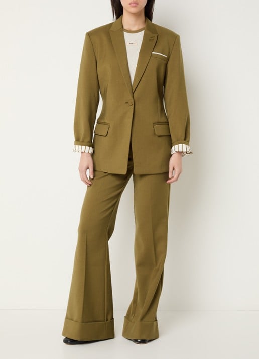 JOSH V Kanan getailleerde blazer met schoudervulling  - voorkant 3 mosgroen