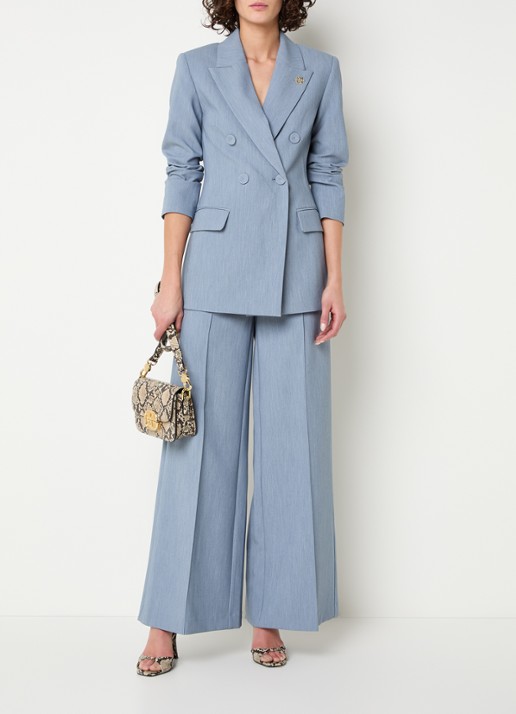 JOSH V Kassidy double-breasted blazer met klepzakken - voorkant 2 staalblauw
