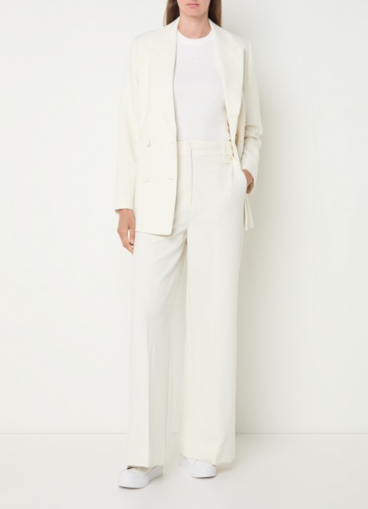 JOSH V Kate high waist wide fit pantalon met steekzakken - voorkant 2 gebroken wit