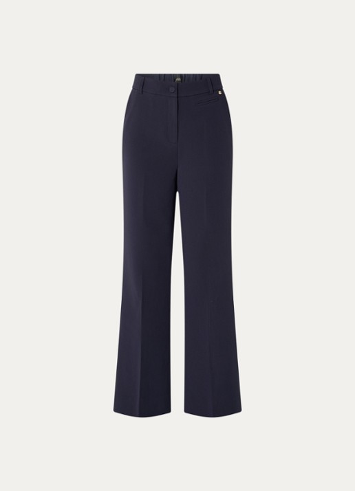JOSH V Kate high waist wide fit pantalon met steekzakken - voorkant 2 donkerblauw
