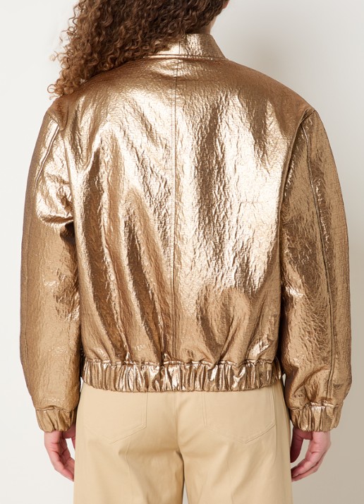 JOSH V Kelsey gewatteerd bomberjack met klepzakken en metallic finish - achterkant 4 goud