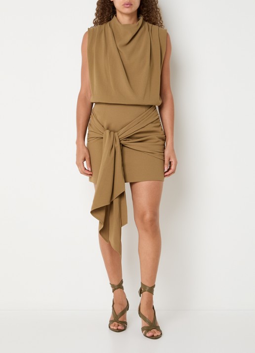 JOSH V Kiana mouwloze top met ruches - voorkant 3 camel