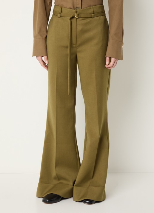 JOSH V Korien high waist flared fit pantalon met ceintuur