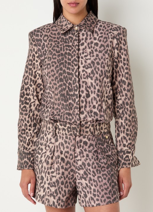 JOSH V Lilae straight fit playsuit met panterprint