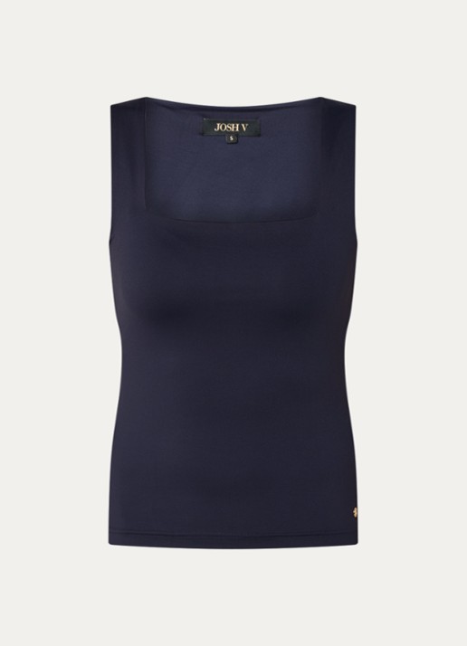 JOSH V Linde tanktop met rechthoekige hals - voorkant 2 donkerblauw