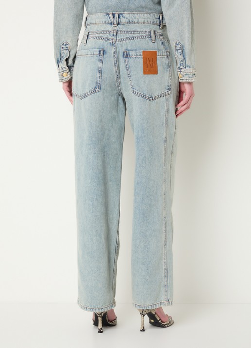 JOSH V Louella mid waist straight leg jeans met lichte wassing - achterkant 3 indigo