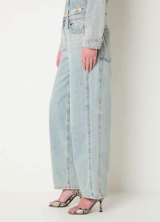 JOSH V Louella mid waist straight leg jeans met lichte wassing - detail 2 indigo