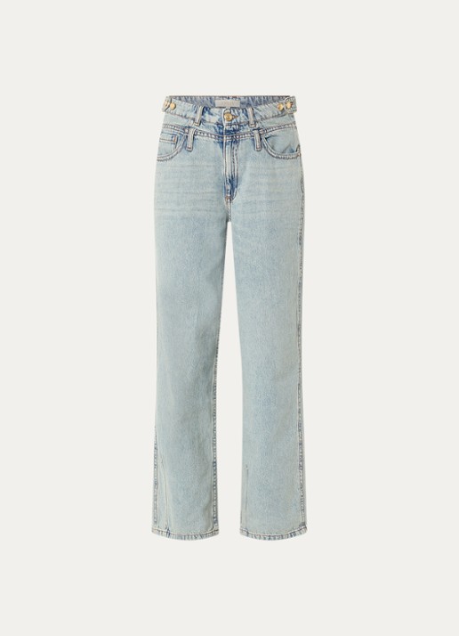 JOSH V Louella mid waist straight leg jeans met lichte wassing - voorkant 4 indigo
