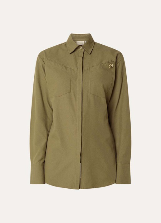 JOSH V Lourdes blouse met opgestikte zakken - voorkant 3 mosgroen