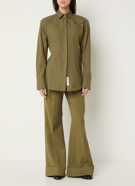 JOSH V Lourdes blouse met opgestikte zakken - voorkant 4 mosgroen