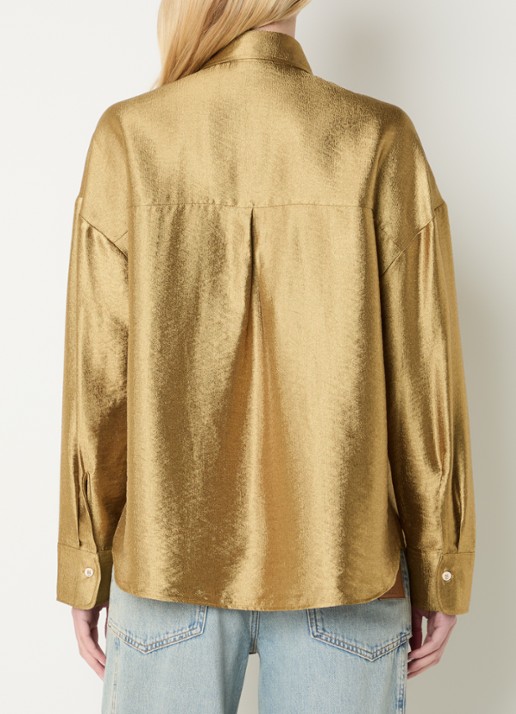JOSH V Lucilla blouse met borstzak en metallic finish - achterkant goud