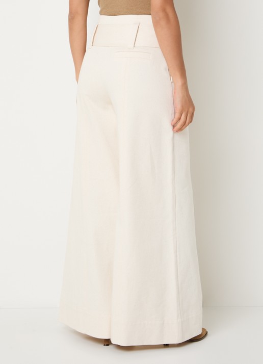 JOSH V Maureen high waist wide leg jeans met ceintuur - achterkant creme