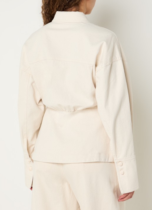 JOSH V Micah blouse van denim met borstzakken - achterkant 4 ivoor