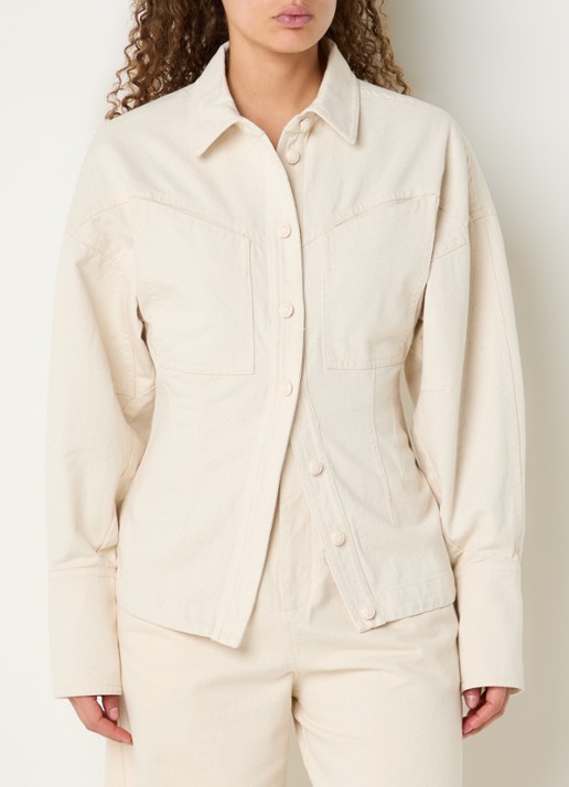 JOSH V Micah blouse van denim met borstzakken