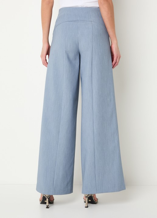 JOSH V Michella high waist wide leg pantalon - achterkant staalblauw