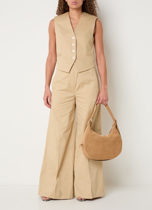 JOSH V Monet gilet met paspelzakken - voorkant 4 camel