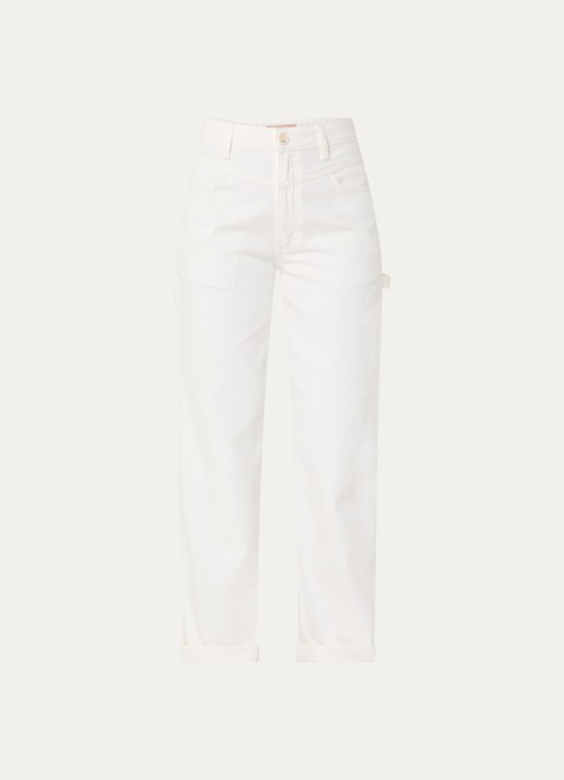 JOSH V Mose high waist straight leg jeans met gekleurde wassing - voorkant gebroken wit