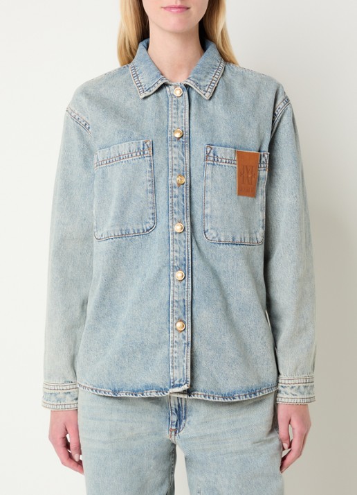 JOSH V Mylessa blouse van denim met logo - detail 3 indigo