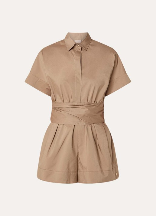 JOSH V Nami playsuit met ceintuur - voorkant 2 khaki