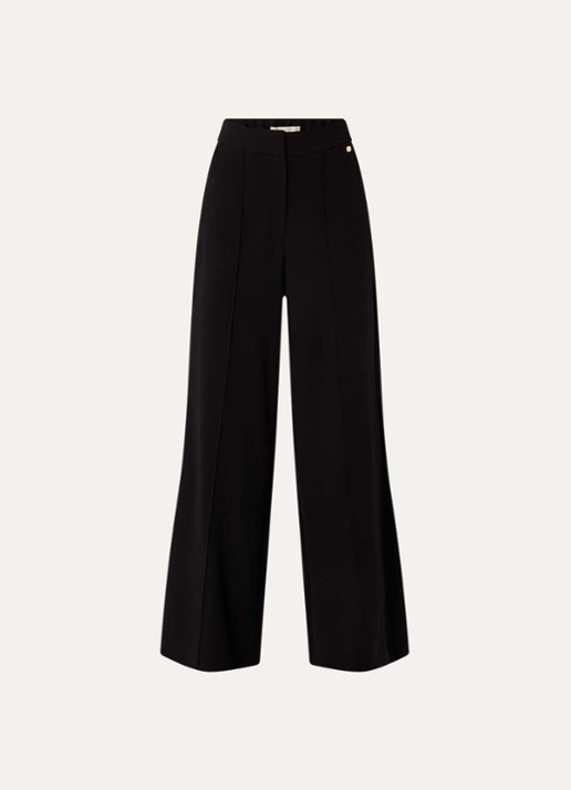 JOSH V Nellie high waist wide fit pantalon met siernaad en steekzakken - voorkant 3 zwart