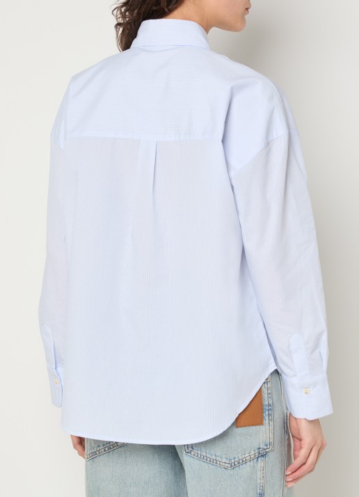 JOSH V Neveah blouse met streepprint en sjaal - achterkant blauw