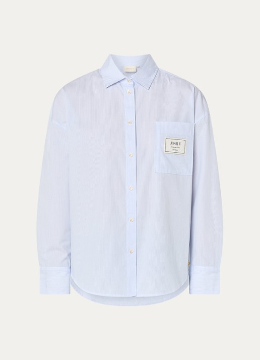 JOSH V Neveah blouse met streepprint en sjaal - voorkant 3 blauw