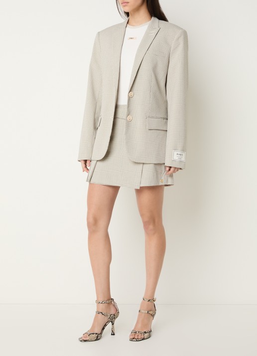 JOSH V Nick oversized blazer met ruitdessin - voorkant 4 beige