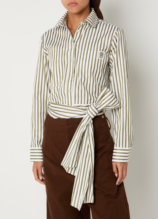 JOSH V Odell blouse met streepprint en strikceintuur