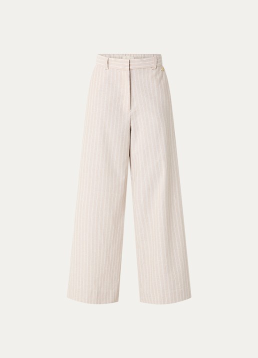 JOSH V Odessa high waist wide leg broek in linnenblend met streepprint