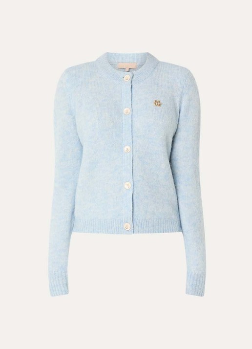 JOSH V Pauline grofgebreid vest met ronde hals - voorkant lichtblauw