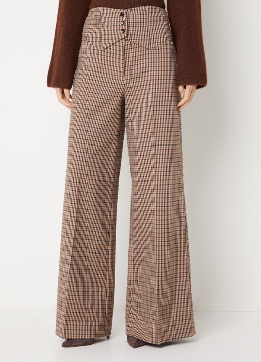 JOSH V Petra high waist wide fit pantalon met steekzakken