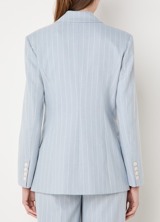 JOSH V Pleun double-breasted blazer met streepprint - achterkant 2 lichtblauw