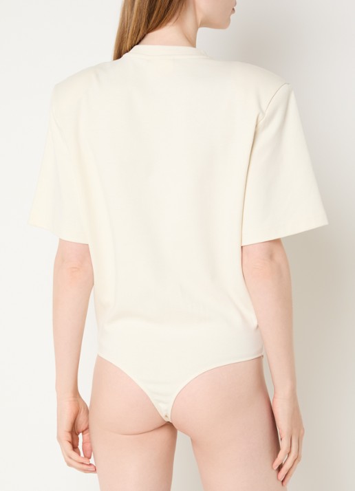 JOSH V Poppy body met schoudervulling en logoborduring - achterkant creme