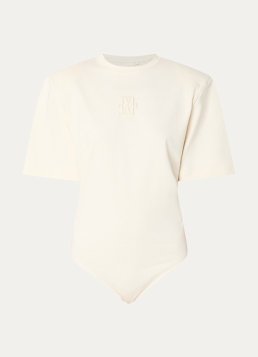 JOSH V Poppy body met schoudervulling en logoborduring - voorkant 2 creme