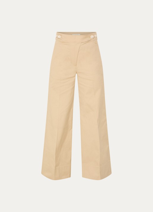 JOSH V Regina high waist wide fit palazzobroek met steekzakken - voorkant camel