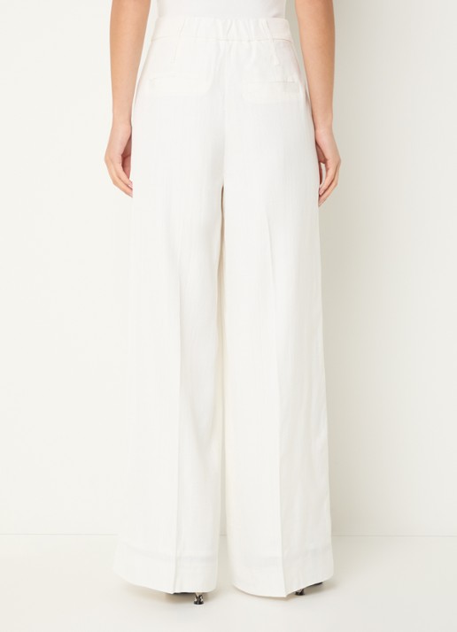 JOSH V Rhys high waist wide fit pantalon met steekzakken - achterkant gebroken wit