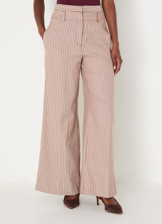 JOSH V Schout high waist wide fit pantalon met streepprint