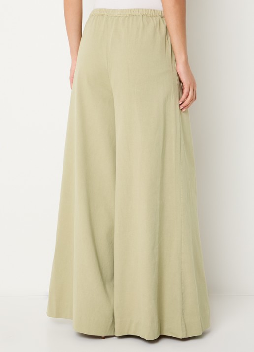 JOSH V Sera high waist wide fit broek met steekzakken - achterkant lichtgroen