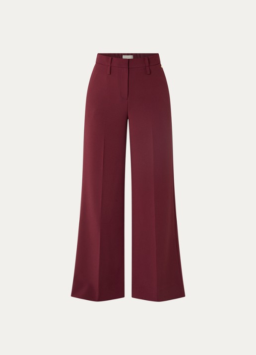 JOSH V Sky high waist wide fit pantalon met persplooi - voorkant 3 bordeauxrood