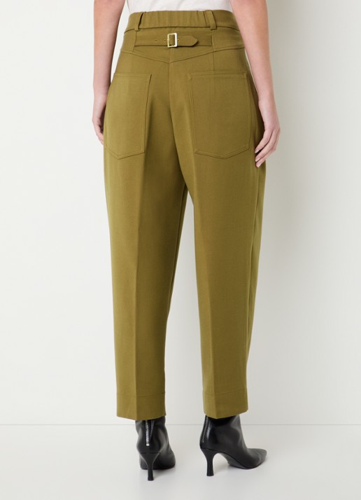 JOSH V Sonyes high waist wide fit pantalon met steekzakken - achterkant 3 olijfgroen