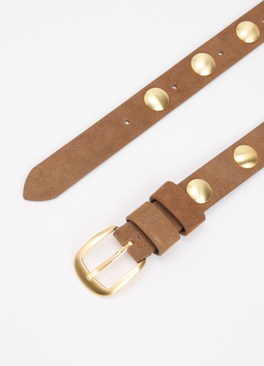 JOSH V Stella riem van suède met studs  - detail 2 lichtbruin