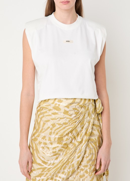 JOSH V Sue T-shirt met schoudervulling en logo