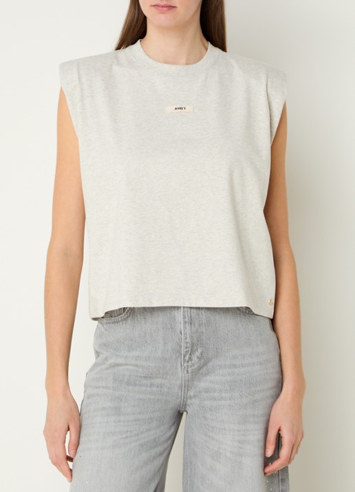 JOSH V Sue T-shirt met schoudervulling en logo