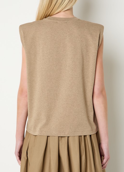 JOSH V Sue T-shirt met schoudervulling en logo - achterkant khaki
