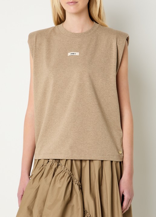 JOSH V Sue T-shirt met schoudervulling en logo