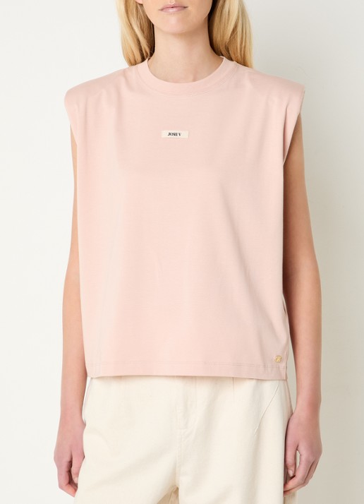 JOSH V Sue T-shirt met schoudervulling en logo