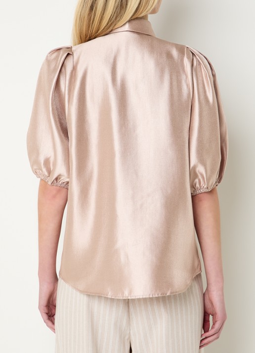 JOSH V Sylviana Blouse van satijn met afneembare sjaalkraag - achterkant 3 lichtroze
