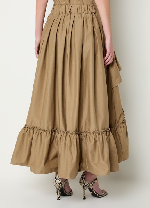 JOSH V Tarrant maxi rok met steekzakken - achterkant 3 khaki